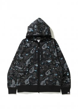 Bape Relaxed Space Camo Full Zip Hoodie Black - HA1141