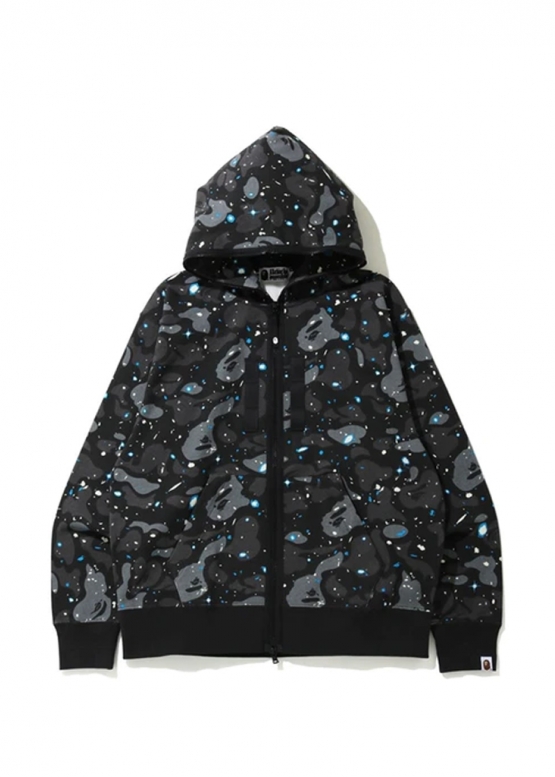 Bape Relaxed Space Camo Full Zip Hoodie Black 