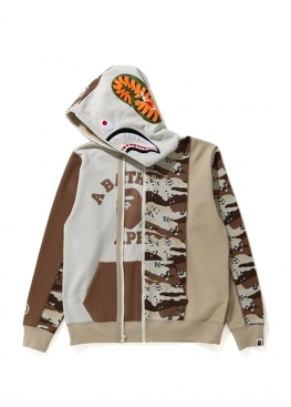 Бежевий худі Bape Desert Camo Panel Shark Full Zip Hoodie Ladies - HA1143
