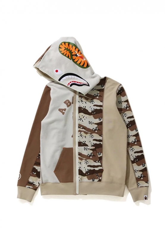 Купити бежевий худі Bape Desert Camo Panel Shark Full Zip Hoodie Ladies у Києві з доставкою по Україні