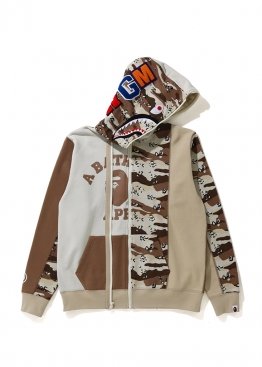 Bape Desert Camo Panel Shark Full Zip Hoodie Ladies - HA1143