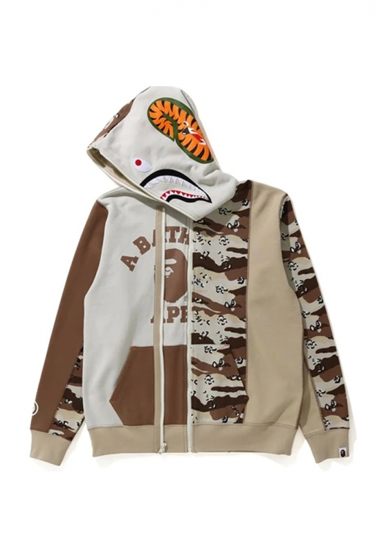 Bape Desert Camo Panel Shark Full Zip Hoodie Ladies 