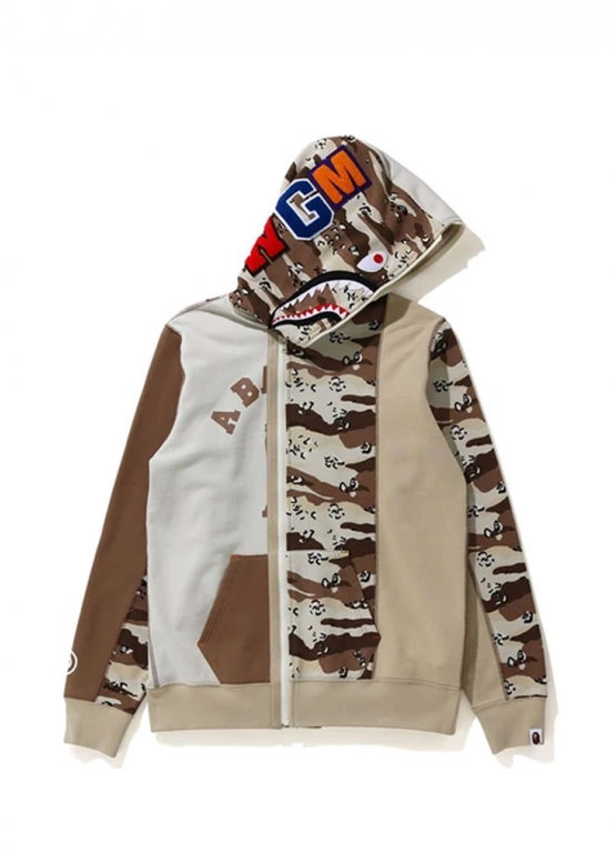 Bape Desert Camo Panel Shark Full Zip Hoodie Ladies 