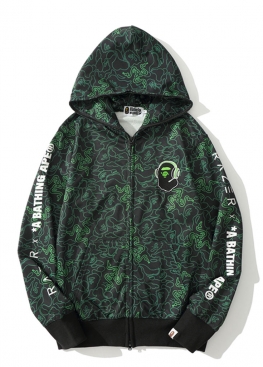 Чорно-зелений худі Bape x Razer A Bathing Ape Neon Camo Full Zip Hoodie Unisex - HA1138