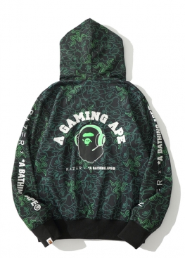 Купити чорно-зелений худі Bape Aape by A BATHING APE x Razer Neon