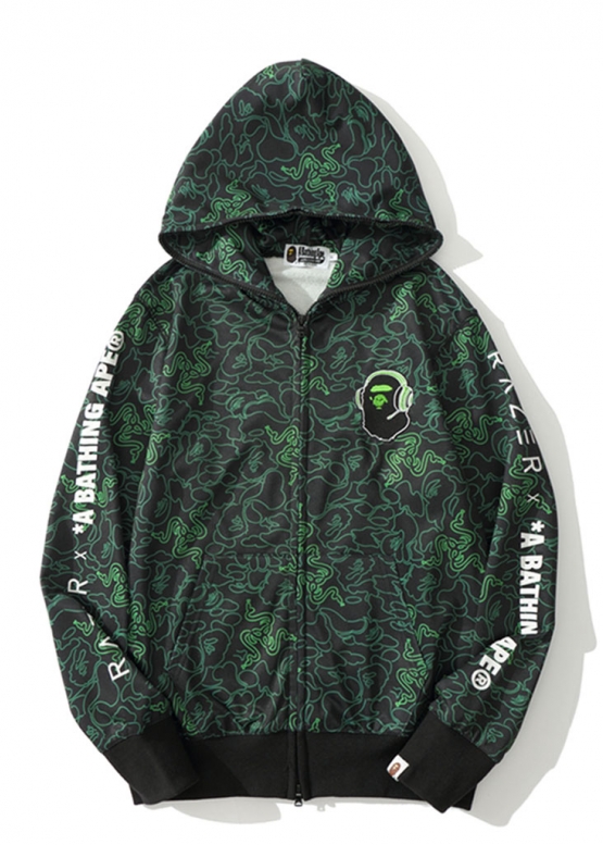 Bape Aape by A BATHING APE x Razer Neon Camo Full Zip Hoodie Unisex