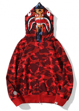 Червоний худі Bape Tiger Red Camo Full Zip Hoodie Unisex - HA1145