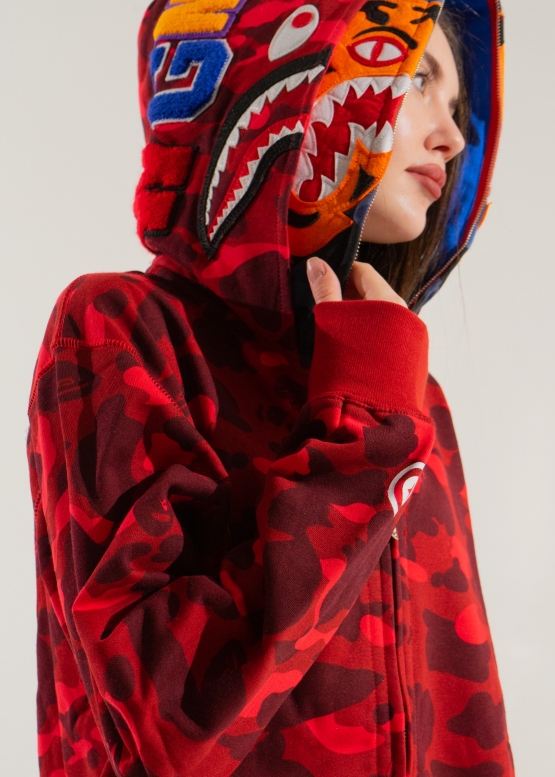 Червоний худі Bape Aape by A BATHING APE Tiger Color Red Camo Full Zip Hoodie Unisex