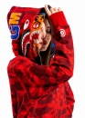 Bape Aape by A BATHING APE Tiger Color Red Camo Full Zip Hoodie Unisex