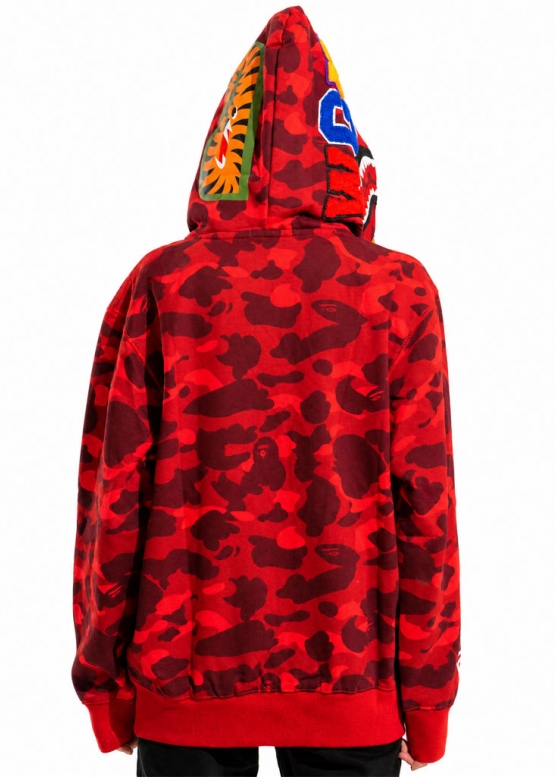 Bape Aape by A BATHING APE Tiger Color Red Camo Full Zip Hoodie Unisex