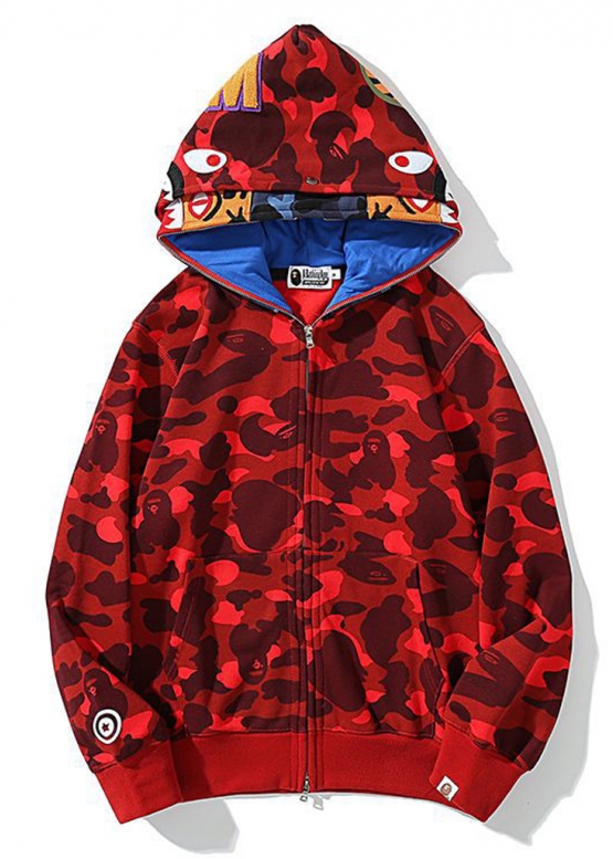 Bape Aape by A BATHING APE Tiger Color Red Camo Full Zip Hoodie Unisex