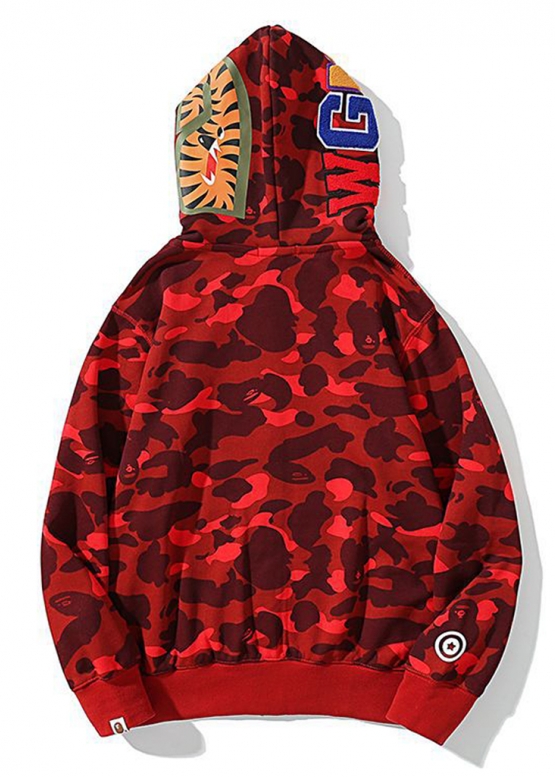 Bape Aape by A BATHING APE Tiger Color Red Camo Full Zip Hoodie Unisex