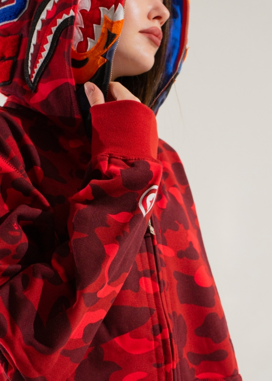 Bape Aape by A BATHING APE Tiger Color Red Camo Full Zip Hoodie Unisex
