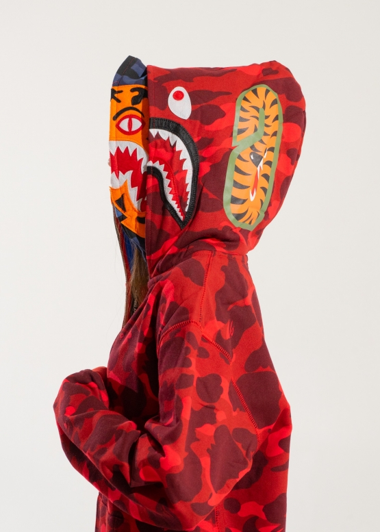 Bape Aape by A BATHING APE Tiger Color Red Camo Full Zip Hoodie Unisex