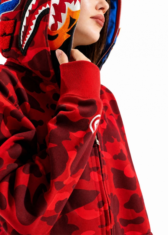 Червоний худі Bape Aape by A BATHING APE Tiger Color Red Camo Full Zip Hoodie Unisex
