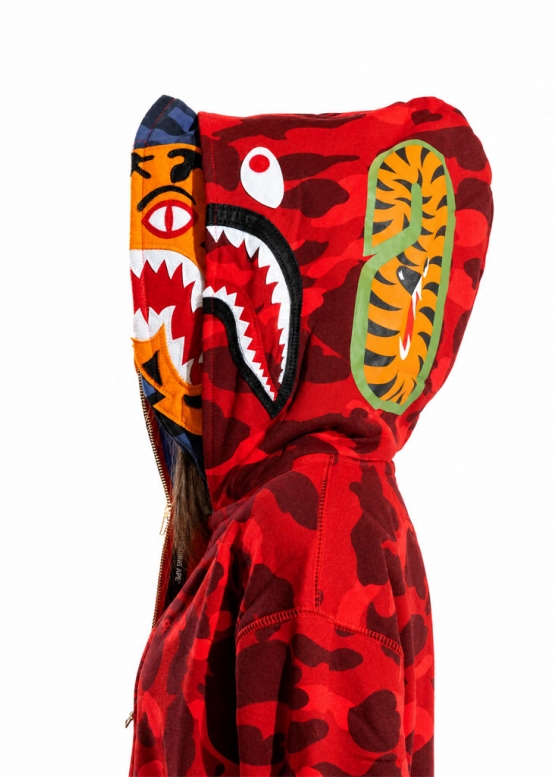Bape Aape by A BATHING APE Tiger Color Red Camo Full Zip Hoodie Unisex