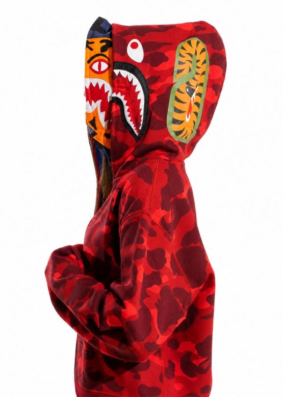 Bape Aape by A BATHING APE Tiger Color Red Camo Full Zip Hoodie Unisex
