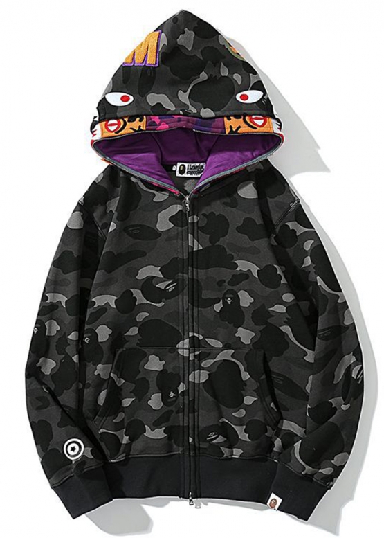 Купить чёрный худи Bape Aape by A BATHING APE Tiger Shark Wide
