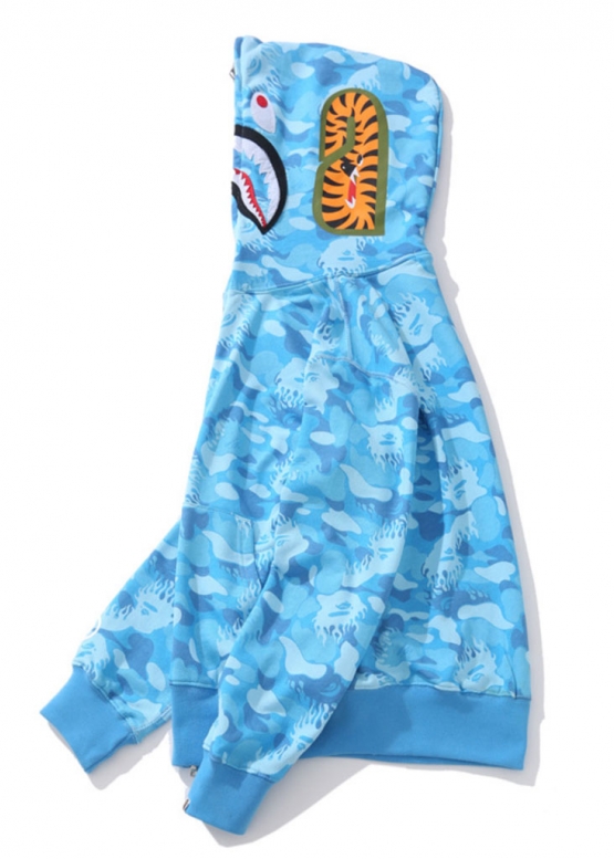 Блакитний худі Bape Aape by A BATHING APE Shark Big ABC Blue Camo Full Zip Hoodie Unisex