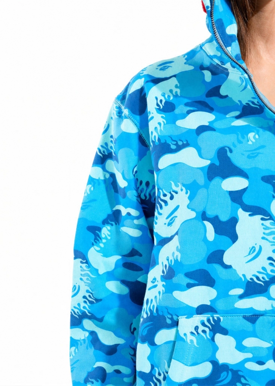 Блакитний худі Bape Aape by A BATHING APE Shark Big ABC Blue Camo Full Zip Hoodie Unisex