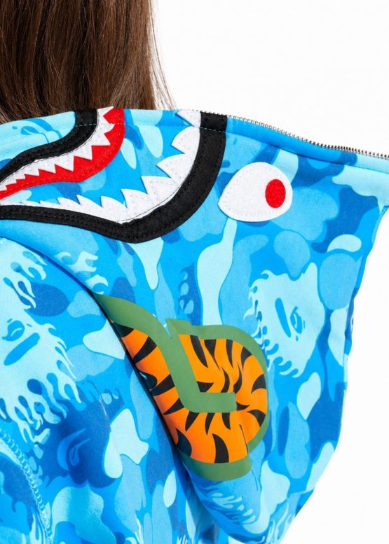Bape Aape by A BATHING APE Shark Big ABC Blue Camo Full Zip Hoodie Unisex