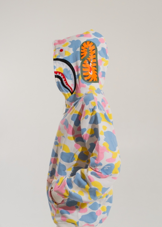 Білий худі Bape Aape by A BATHING APE New Multi Camo Shark Relaxed Full Zip Hoodie Unisex