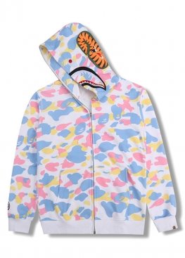 Білий худі Bape New Multi Camo Shark Relaxed Full Zip Hoodie Unisex - HA1148 