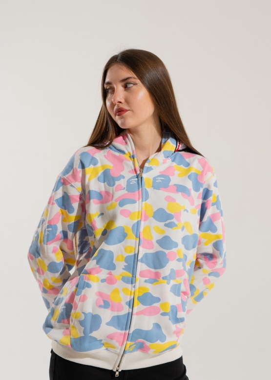 Bape Aape by A BATHING APE New Multi Camo Shark Relaxed Full Zip Hoodie Unisex
