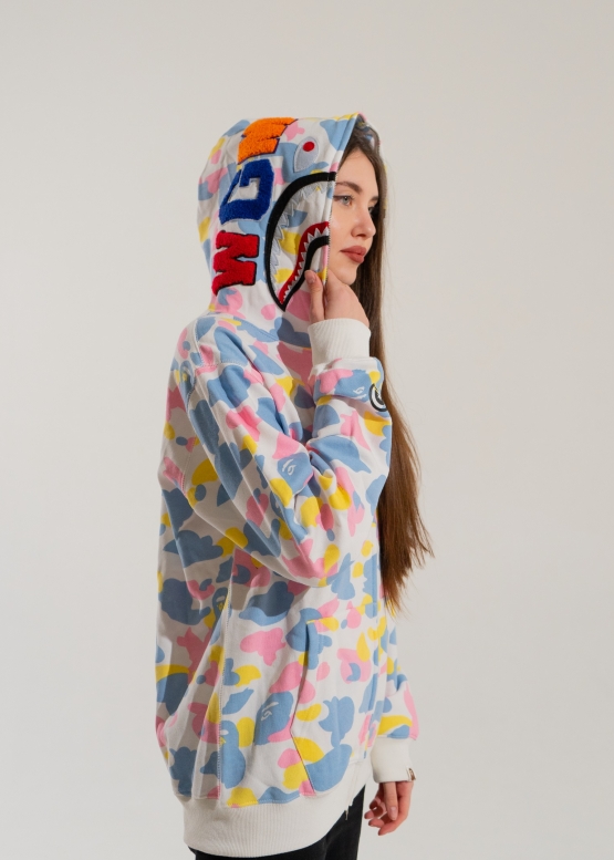 Bape Aape by A BATHING APE New Multi Camo Shark Relaxed Full Zip Hoodie Unisex
