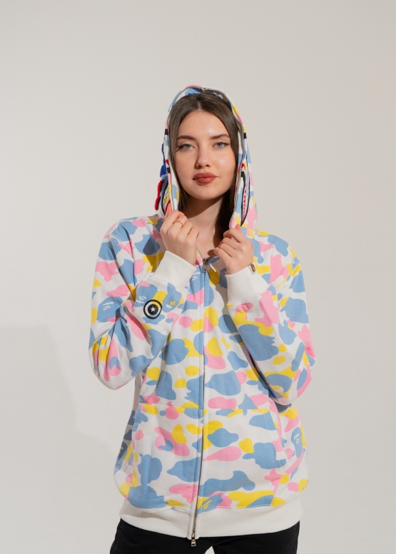 Bape Aape by A BATHING APE New Multi Camo Shark Relaxed Full Zip Hoodie Unisex