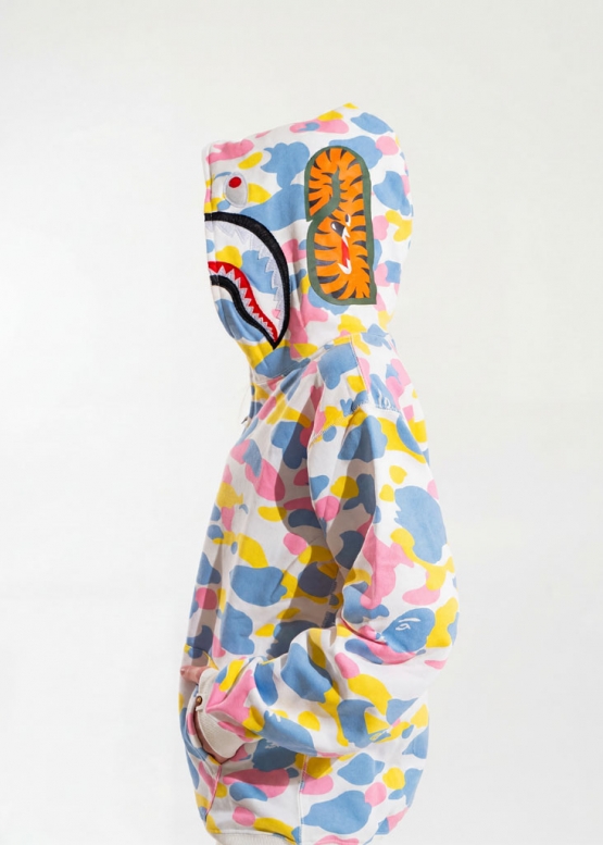 Белый худи Bape Aape by A BATHING APE New Multi Camo Shark Relaxed Full Zip Hoodie Unisex