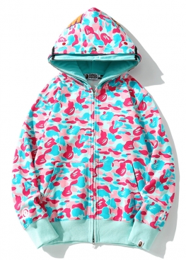 Бірюзово-рожевий худі Bape Miami Shark Blue Pink Camo Full Zip Hoodie Unisex - HA1150