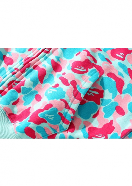 Бирюзово-розовый худи Bape Aape by A BATHING APE Miami Shark Blue Pink Camo Full Zip Hoodie Unisex
