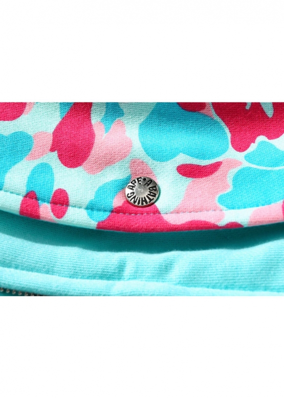 Бирюзово-розовый худи Bape Aape by A BATHING APE Miami Shark Blue Pink Camo Full Zip Hoodie Unisex