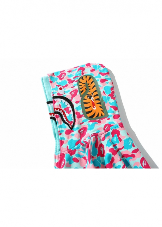 Бирюзово-розовый худи Bape Aape by A BATHING APE Miami Shark Blue Pink Camo Full Zip Hoodie Unisex