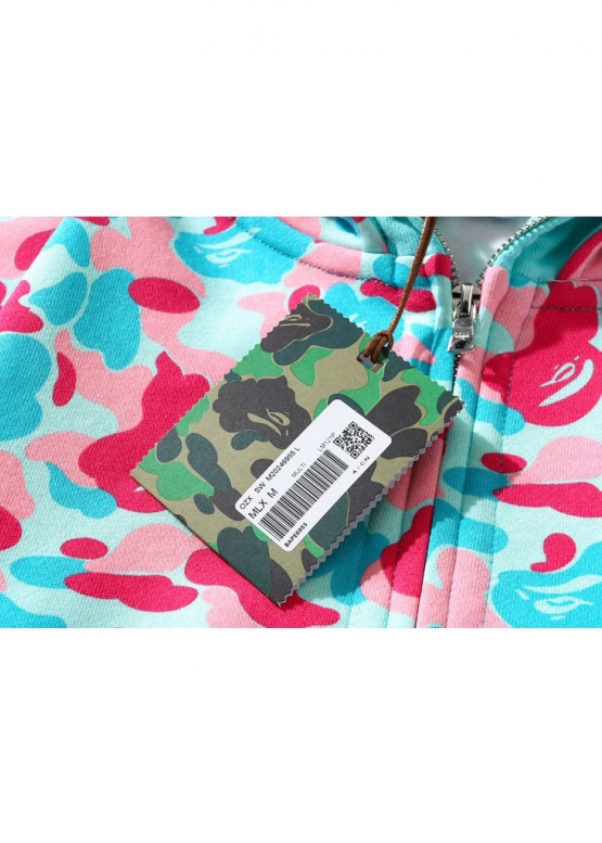 Бирюзово-розовый худи Bape Aape by A BATHING APE Miami Shark Blue Pink Camo Full Zip Hoodie Unisex