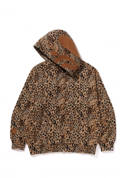 Леопардовий худі Bape Wild Leopard Pattern Shark Relaxed Fit Full Zip Hoodie - HA1153