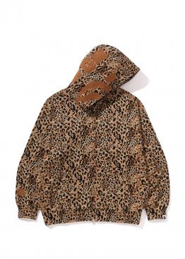 Bape Wild Leopard Pattern Shark Relaxed Fit Full Zip Hoodie - HA1153