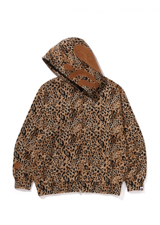 Bape Wild Leopard Pattern Shark Relaxed Fit Full Zip Hoodie