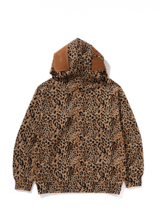 Bape Wild Leopard Pattern Shark Relaxed Fit Full Zip Hoodie