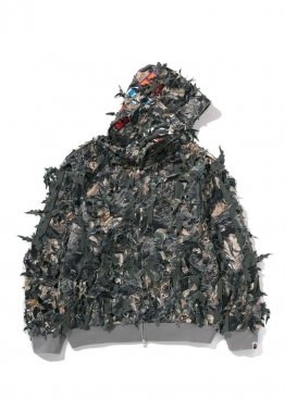 Bape Tree Edge Camo Laser Cut Cropped Shark Full Zip Hoodie - HA1154