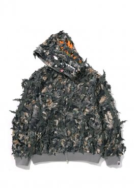 Зелений худі Bape Tree Edge Camo Laser Cut Cropped Shark Full Zip Hoodie - HA1154