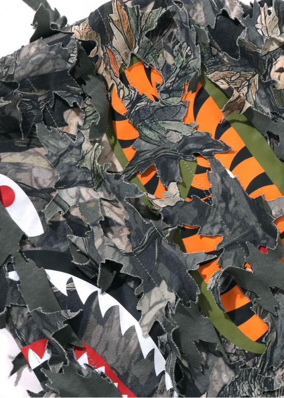 Bape Tree Edge Camo Laser Cut Cropped Shark Full Zip Hoodie