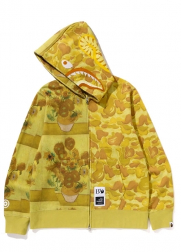 Жовтий худі BAPE x Van Gogh Museum Shark Full Zip Hoodie Unisex - HA1156