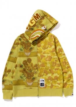 Жовтий худі BAPE x Van Gogh Museum Shark Full Zip Hoodie Unisex - HA1156