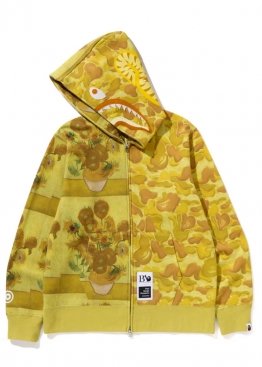 Жовтий худі BAPE x Van Gogh Museum Shark Full Zip Hoodie Unisex - HA1156