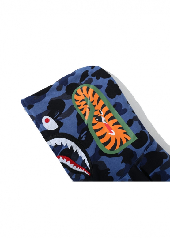 Синій худі Bape Aape by A BATHING APE Shark Color Navy Camo Full Zip Hoodie Unisex