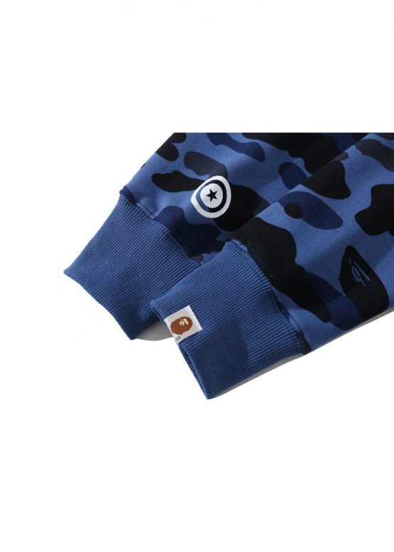 Синій худі Bape Aape by A BATHING APE Shark Color Navy Camo Full Zip Hoodie Unisex