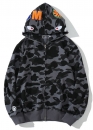 Чорний худі Bape Aape by A BATHING APE Shark Color Grid Camo Black Full Zip Hoodie Unisex