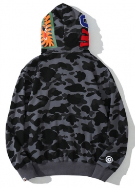 Чорний худі Bape Shark Grid Camo Black Full Zip Hoodie Unisex - HA1158
